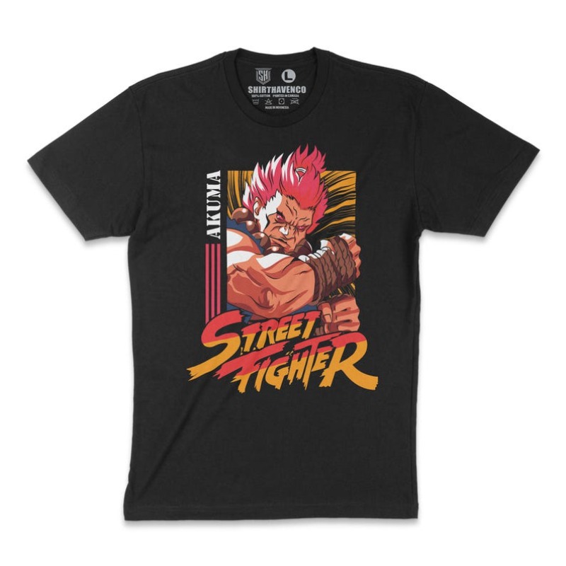 Retro Gaming Juegos - 00012823 # Camiseta A-Akuma Street Fighter,